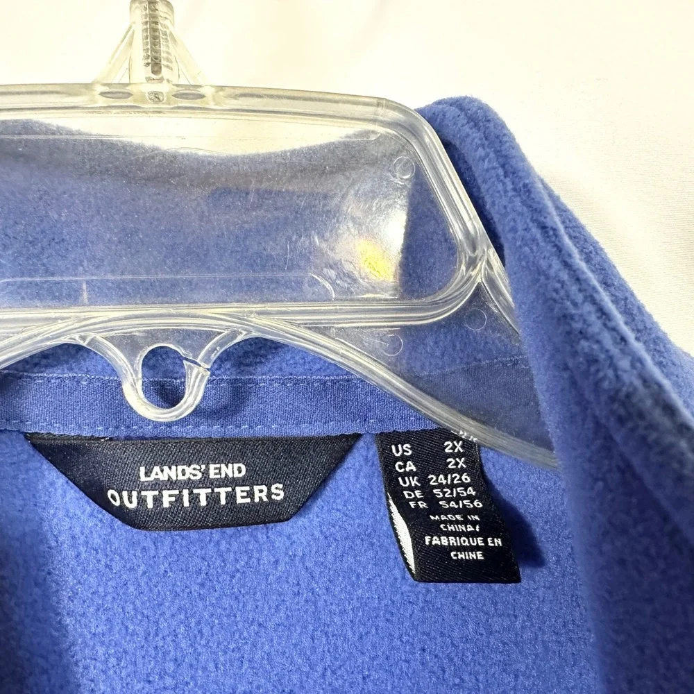 Lands' End Plus Size 2X Fleece Vest Blue Full Zip Sleeveless Winter‎ Outdoor 263
